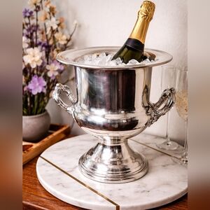 VTG Silverplate Champagne Bucket Wine Cooler Pedestal Ice Bucket with Handle 10"